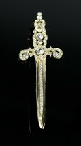 Vintage Elegant CZ Stone Sword Dagger Fashion Jewelry 4&quot; Brooch Pin 13.2g - $31.90