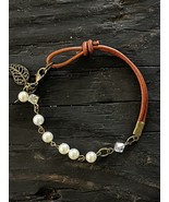 “Crystal Persuasion” Swarovski Pearl And Crystal Leather Bracelet. Free ... - $29.95
