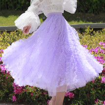 Women Lilac Purple Tulle Midi Skirt Outfit High Waisted Midi Tulle Skirt Custom image 2