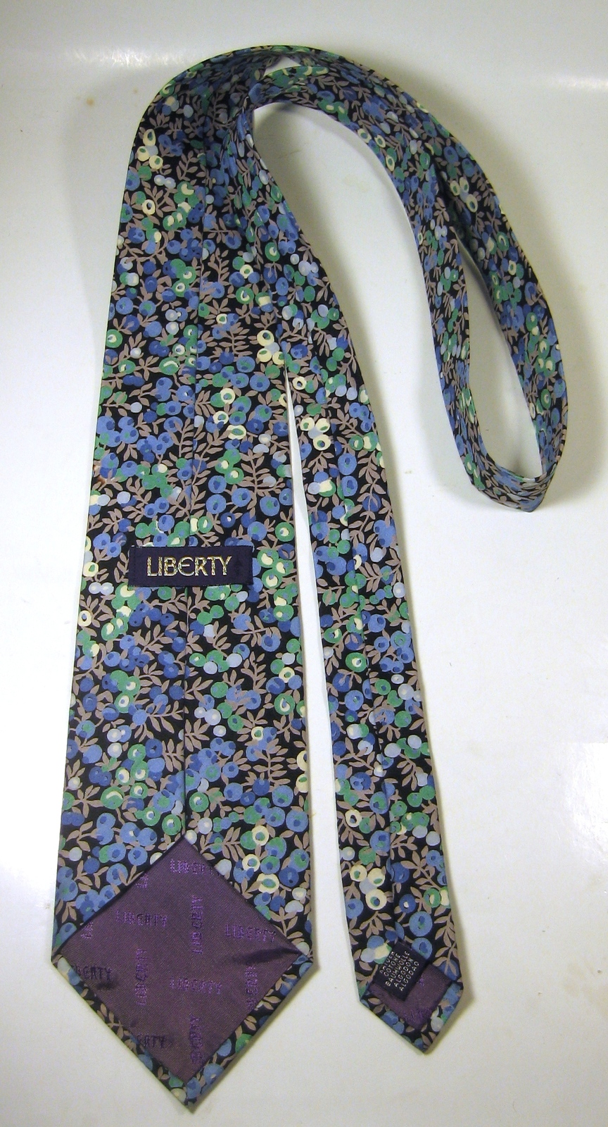 LIBERTY OF LONDON Rich Blue Green Gray Floral Flower Vintage 100% ...