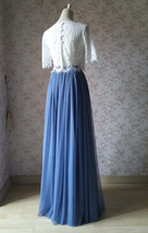 DUSTY BLUE Full Tulle Skirt Dusty Blue Wedding Tulle Skirt Outfit Plus Size image 3
