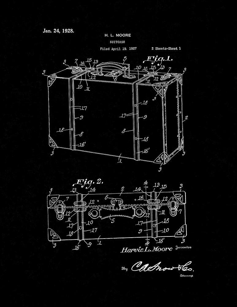 Frame A Patent - Suitcase patent print - black matte
