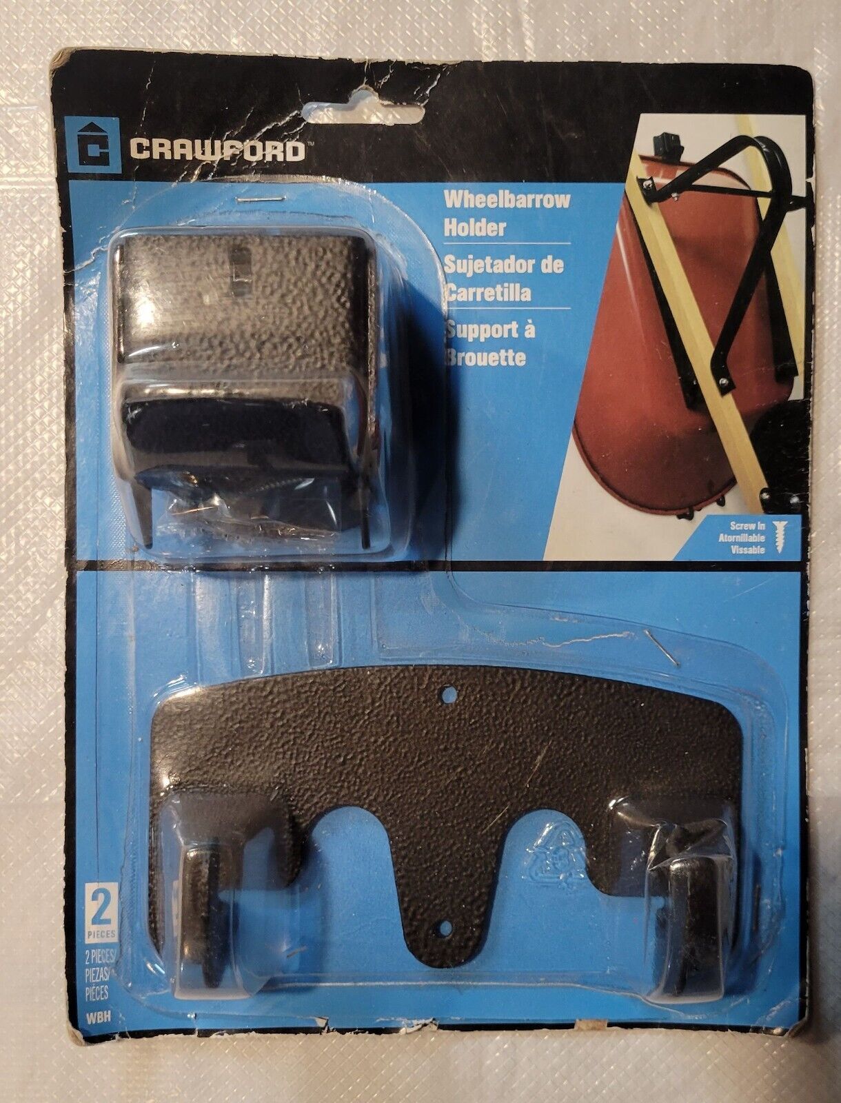 Crawford Black Metal Wall Mounted Up To 80lbs. Wheelbarrow Holder