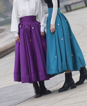 Purple Satin Maxi Skirt Vintage Wide Waistband Full Satin Skirt Outfit Ball Gown image 5