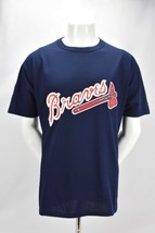 Vintage Atlanta Braves Mens XL Graphic Print T Shirt Blue Russell Athletic  - $26.98
