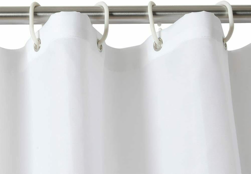 Simple Solid White Fabric Shower Curtain Farmhouse Elegant 80