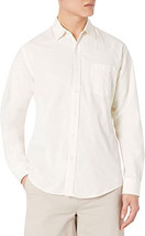 Men's Standard-Fit Long-Sleeve Casual Ivory Button Up Shirt with Pocket - M