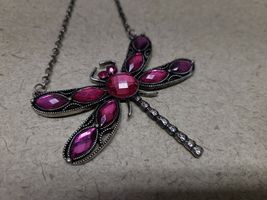 Large Pink Dragonfly Necklace Pendant image 4