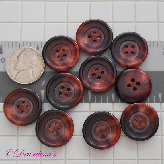 0 Rusty Brown Marble Buttons 13/16 inch 20.5mm Acrylic Plastic 4 Hole