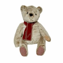 Animal Adventure Tan Bear 13" Plush Red Scarf Hounds Tooth Soft Toy 2014 - $13.81