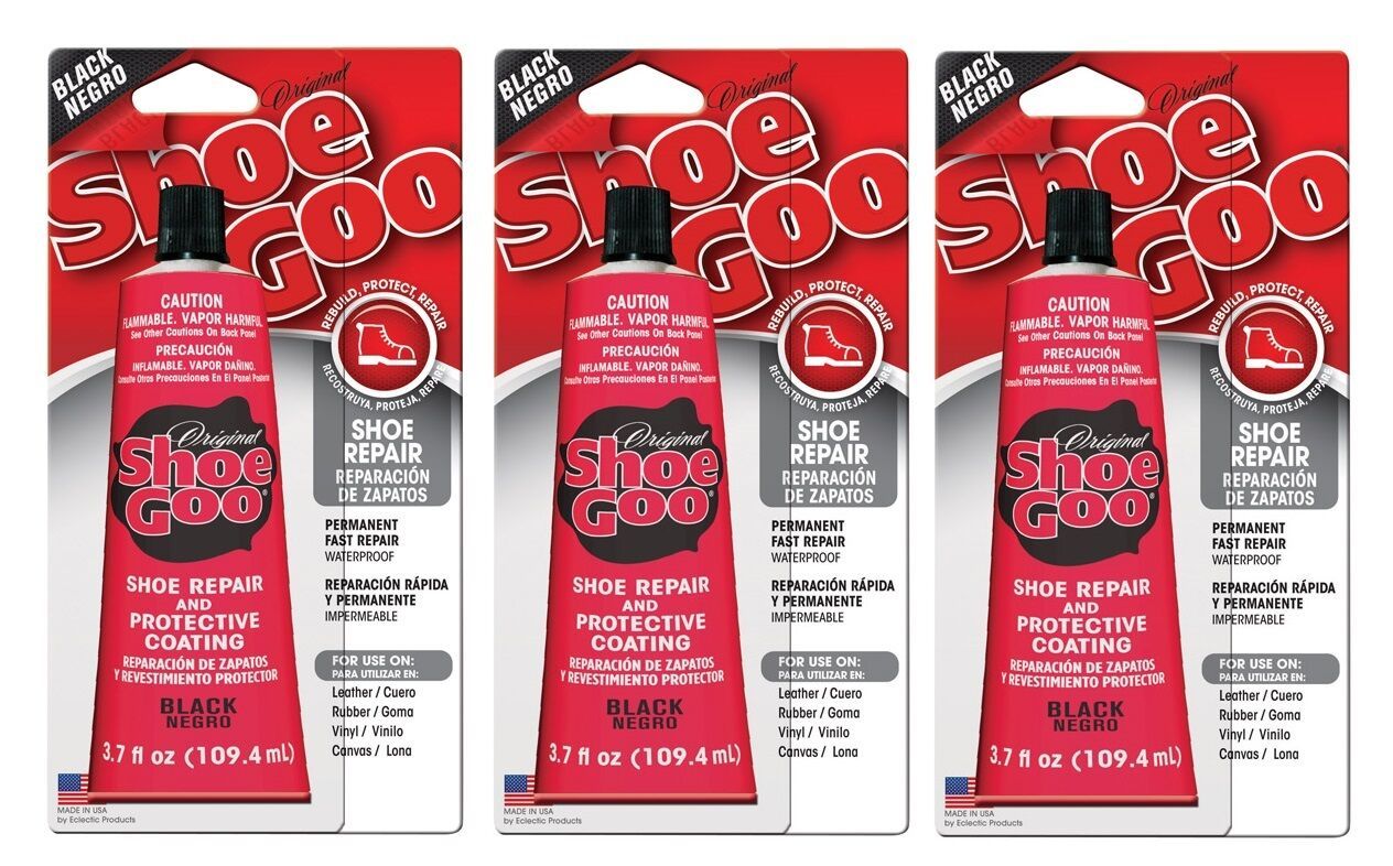 3 New SHOE GOO Shoe Skate Repair Glue 3.7oz BLACK Adhesive Protective Coating