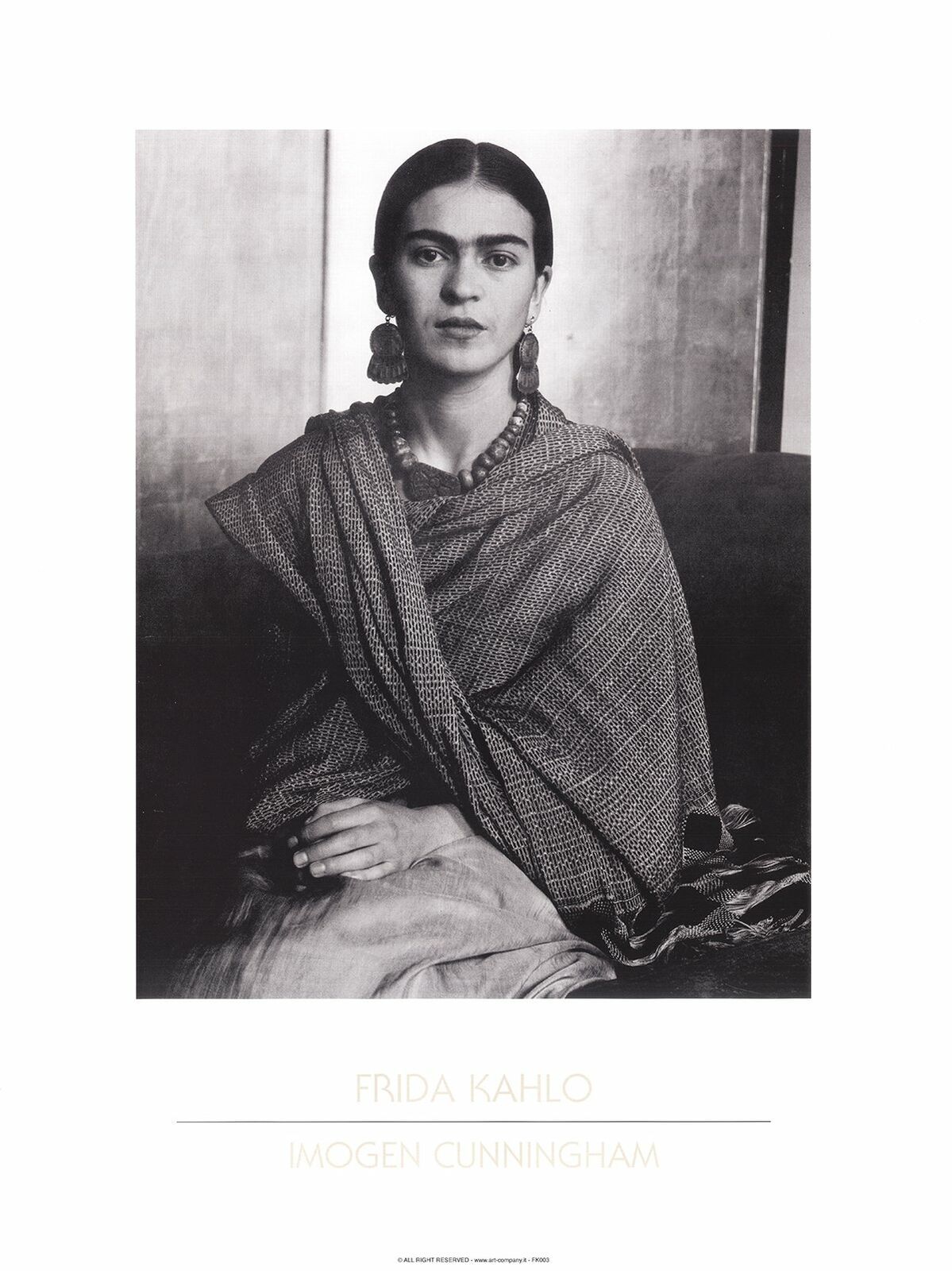IMOGEN CUNNINGHAM Portrait of Frida Khalo 23.5 x 17.75 Poster Photography Black