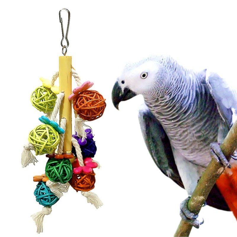 Parrot Bird Chewing Toys Natural Rattan Ball Cage Toy Preening Toy Toys