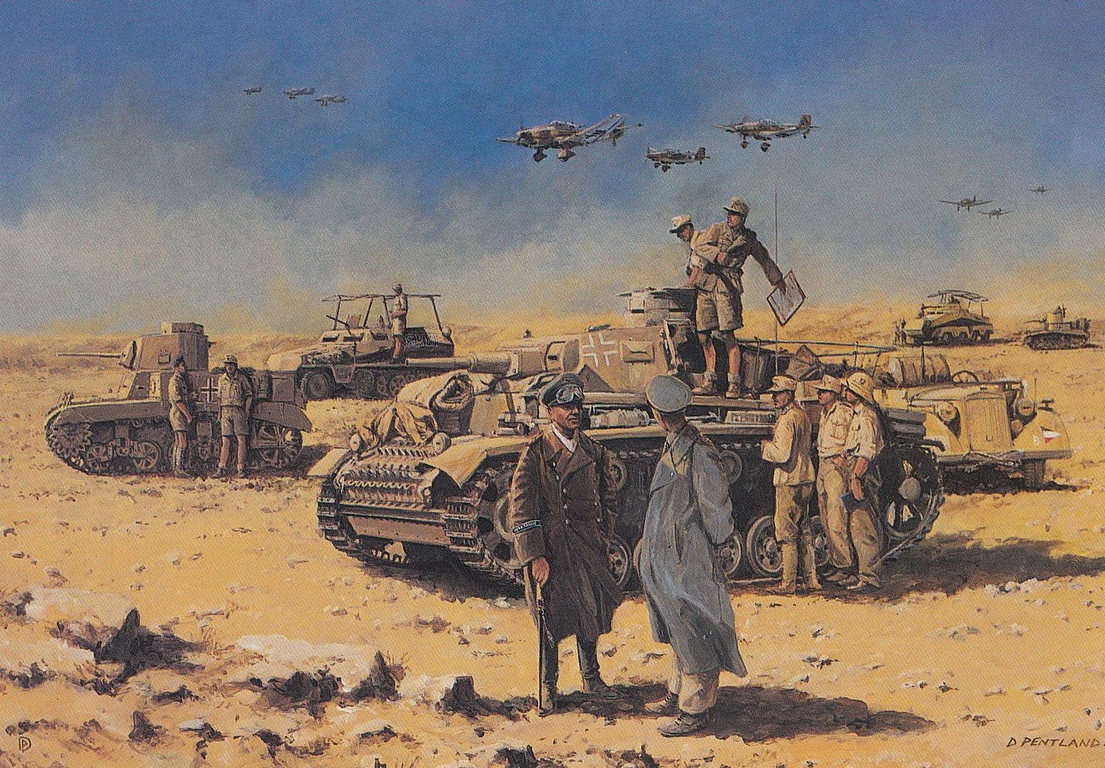 El Alamein Erwin Rommel 21st Panzer Division German WW2 Painting ...