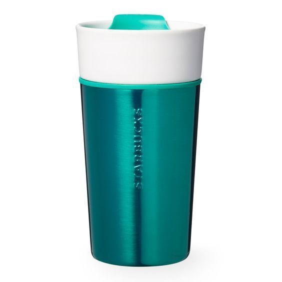 Primary image for Starbucks Ceramic & Stainless Mug/Turquoise/12 fl oz