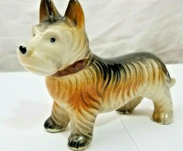 Vintage Ceramic SCOTTIE TERRIER DOG FIGURINE Clean 6&quot; LONG Japan HAND PA... - $15.75