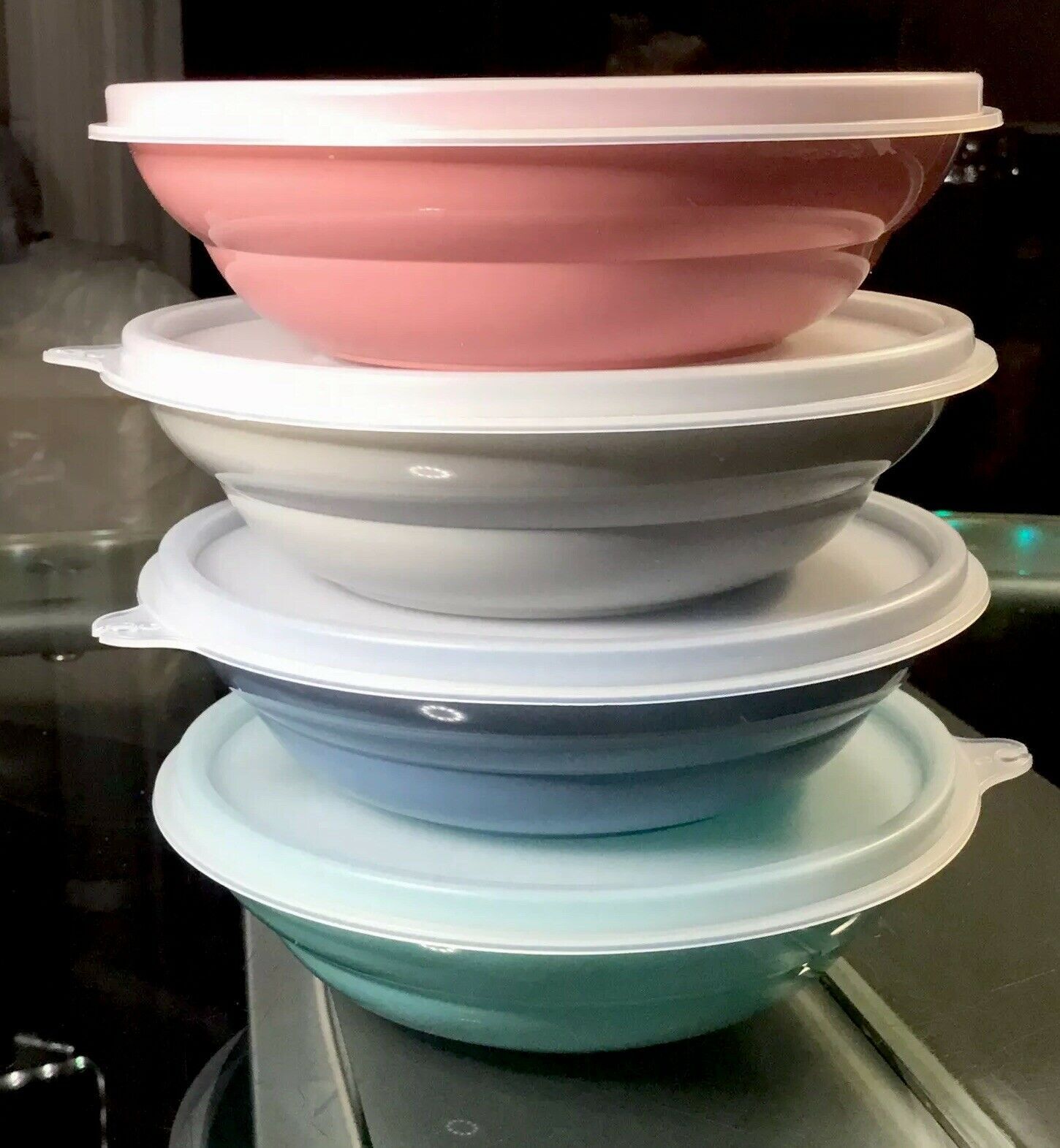 8 Pc New Vintage Tupperware CLASSIC CEREAL BOWL SET 155 w/ (4) Sheer