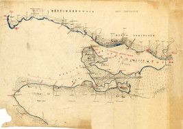 1932 Vancouver Map of Indian villages, Landmarks, Burrard Inlet, English Bay - $13.81