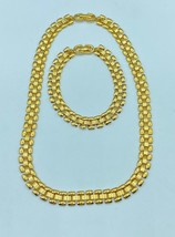 Vintage Monet Tire Track Necklace and Bracelet Set in Gold Tone - $52.95