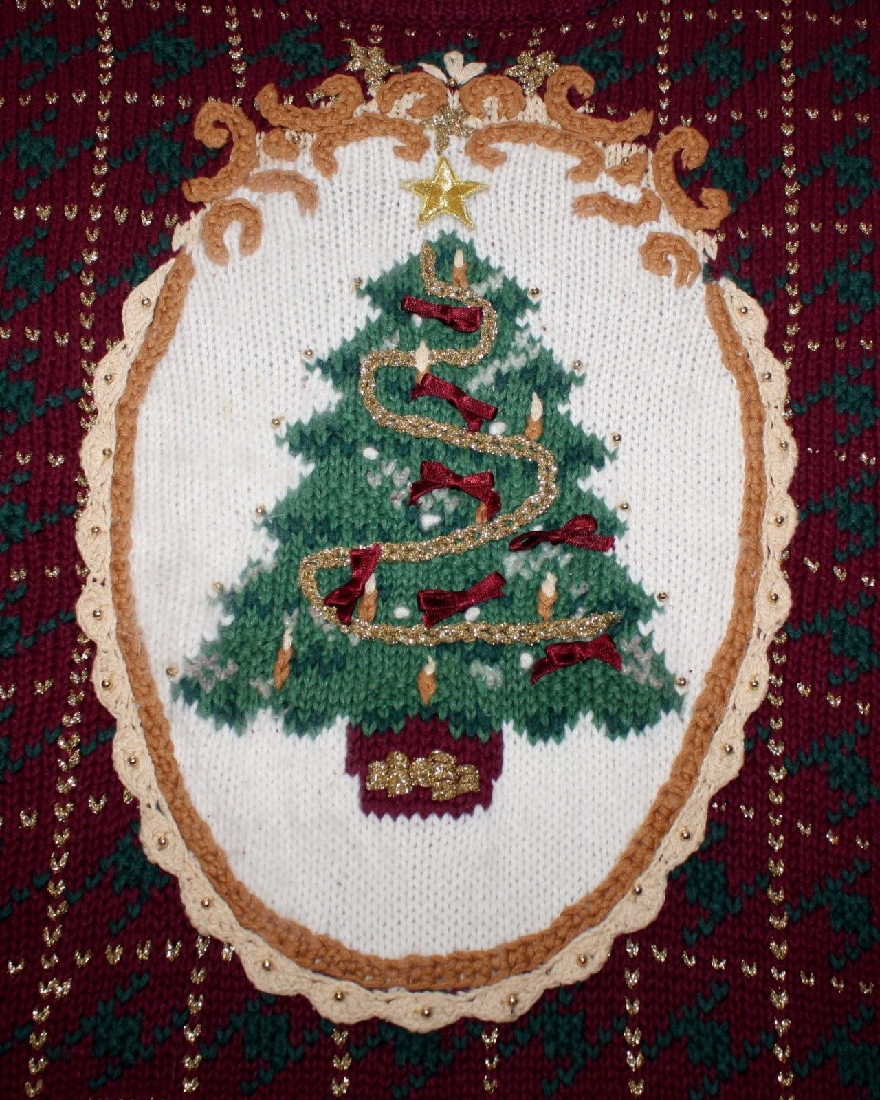 Ugly Christmas Pullover Sweater Women Size Medium Erika Hand Knit Ugly Christmas Pullover Sweater Women Size Medium Erika Hand Knit