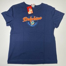 2005 Miami Dolphins Women&#39;s T-Shirt L Reebok NFL Blue Football - $14.86
