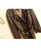 Wome 2X 22 24 XXL Coat Jacket Leather Winter Brown Button Snap Trench Lo... - $74.25