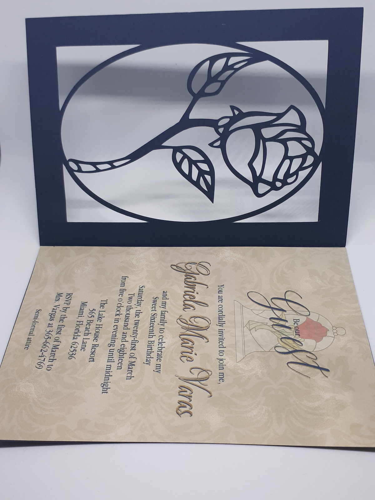 Beauty and the Beast Invitation Sweet Sixteen quinceaÃ±era wedding