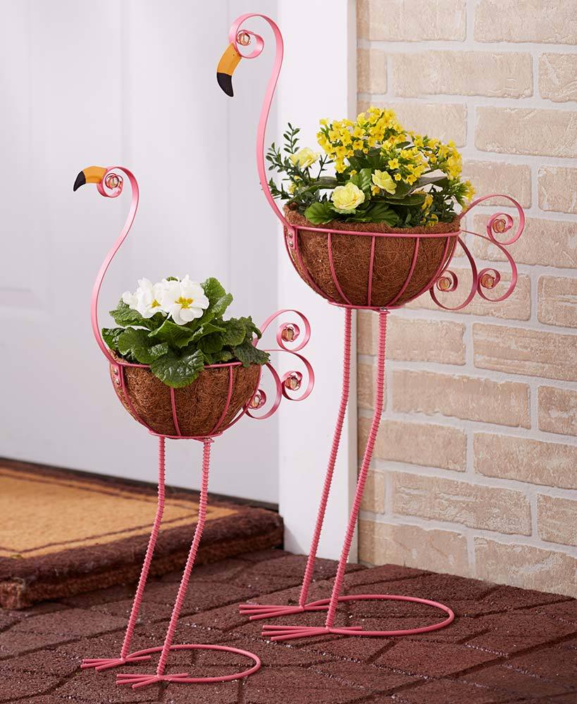 outdoor flamingo plant holder