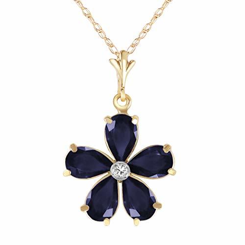 Galaxy Gold GG 14k Solid Yellow Gold Pendant Necklace with Natural Blue Sapphire