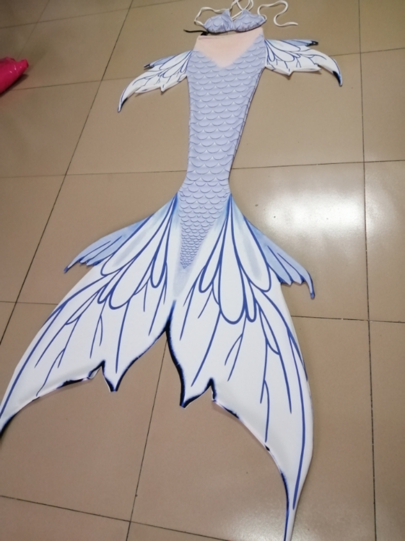 2018 White Mermaid Tail for Swimming for Kids Women Fabric Mermaid Tail Dress