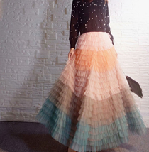 Women Pink Tiered Tulle Maxi Skirt Outfit High Waisted Wedding Plus Size image 2