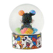 Disney Britto Mickey Mouse Water Ball Globe 5.12" High Glitter Round Resin Glass image 3