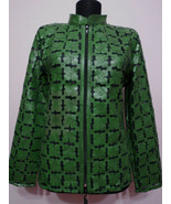 Green Plus Size Leather Coat for Woman Jacket Women Zipper Short Collar ... - $170.00