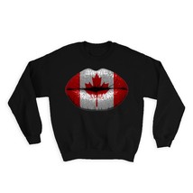 Lips Canadian Flag : Gift Sweatshirt Canada Expat Country For Her Woman Feminine - $28.95