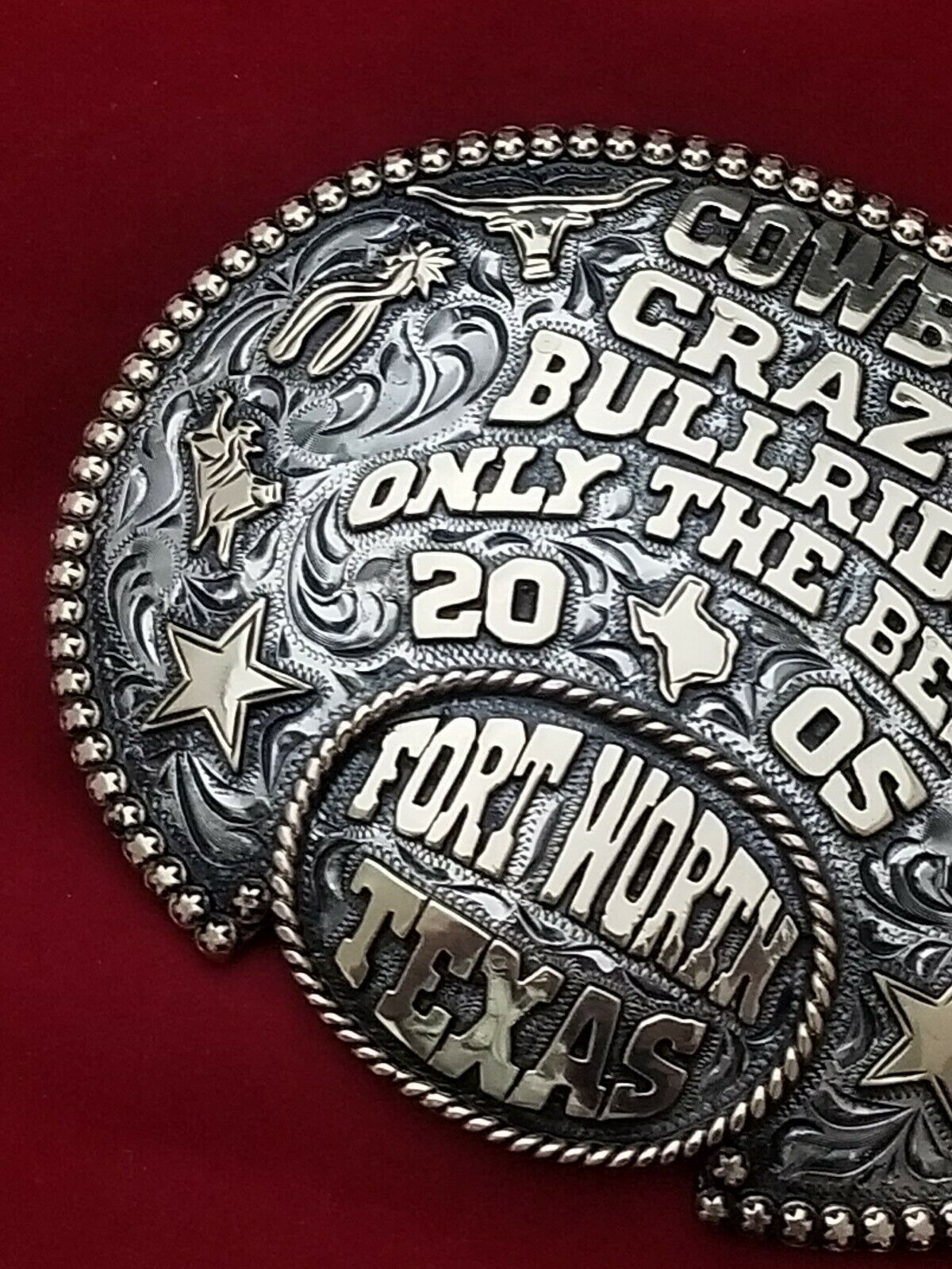2005 RODEO TROPHY BELT BUCKLEFORT WORTH TEXAS BULL RIDE CHAMPION
