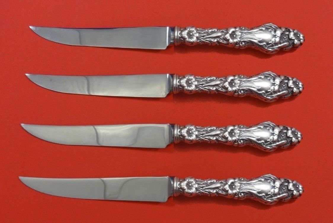 Primary image for Lily by Whiting Sterling Silver Steak Knife Set 4pc HHWS  Custom Made 8 1/2"