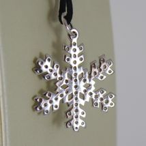 18K WHITE GOLD SNOWFLAKE PENDANT 25 MM, 0.98 INCHES, ZIRCONIA, MADE IN ITALY image 4