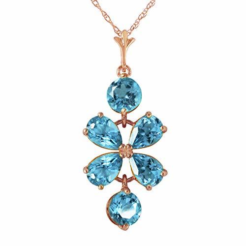 Galaxy Gold GG 3.15 CTW 14k14 Solid Rose Gold Necklace with Natural Blue Topaz