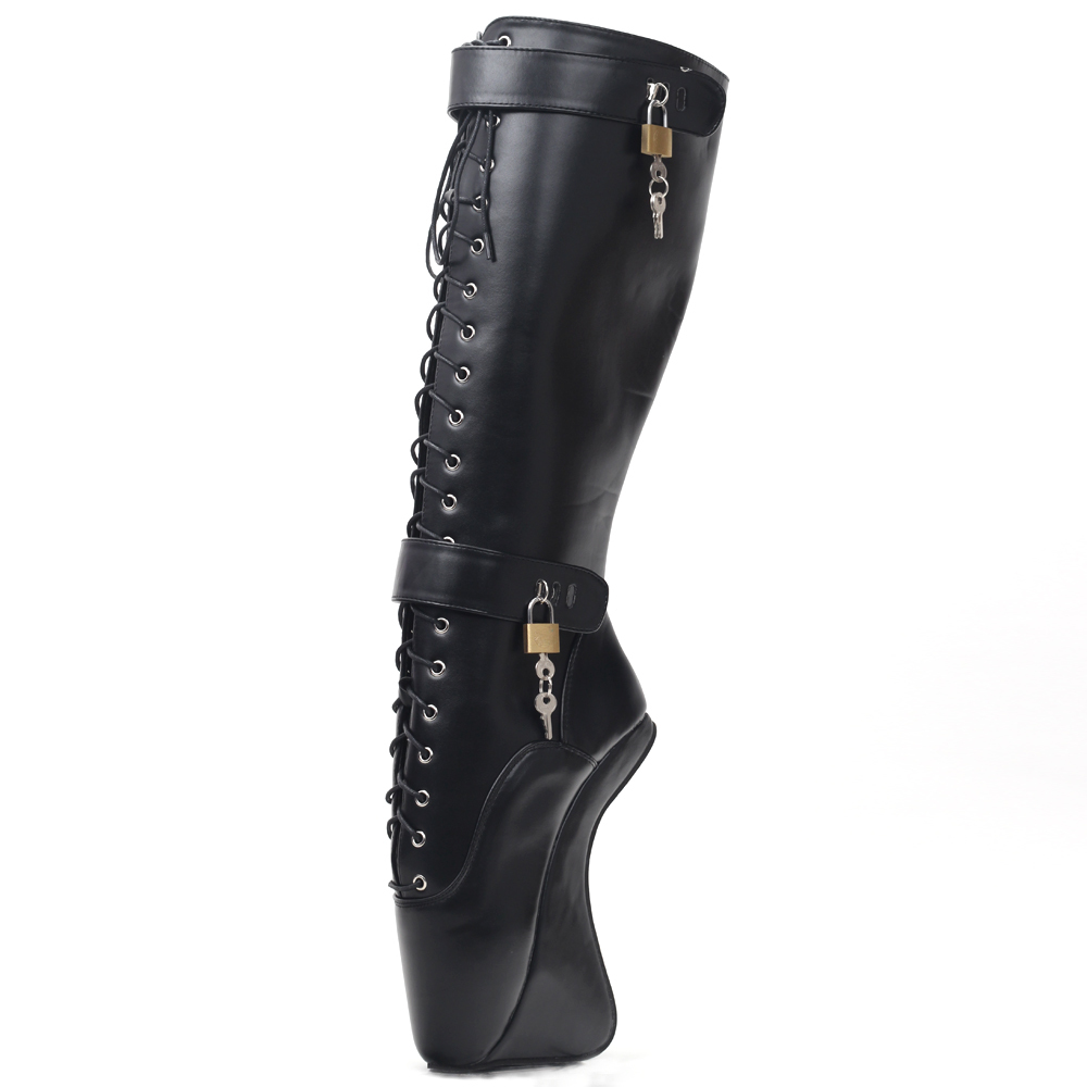 Rubber Ballet Boots Women 18cm Ultra High Hoof Heels Lockable ...