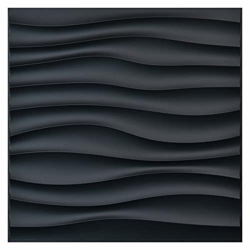 Art3d PVC Wave Panels for Interior Wall Decor, Black Textured 3D Wall ...