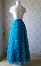 TIERED Long Bridesmaid Tulle Skirt Blue Puffy Maxi Plus Size Tiered Tulle Skirt  image 5