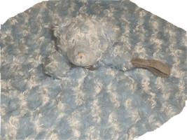 BLANKETS &amp; BEYOND Blue Rosettes Security Blanket Lovey BEAR Gray Luxe - $17.11