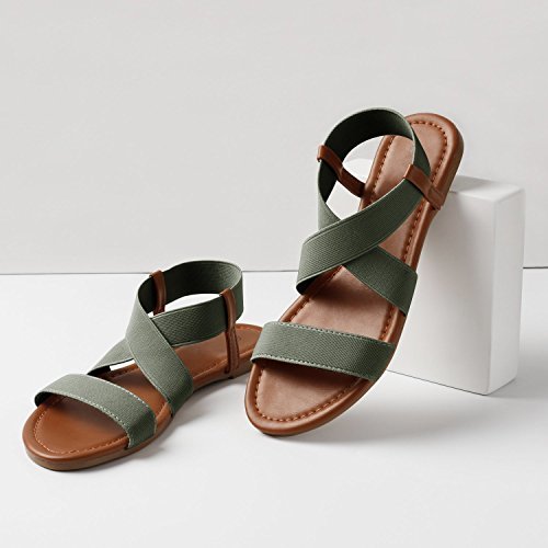 khaki green flat sandals