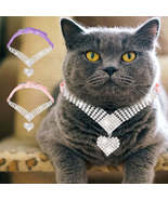 Beautiful Shiny Rhinestone Pet Suede Soft Love Diamond Cat Collar - $18.00