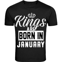 Kings Are Born In January Birthday Month Humor Men Black T-Shirt (5XL) - $14.69