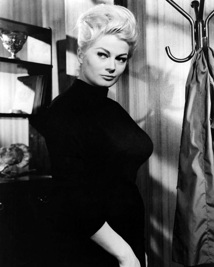 Anita Ekberg Stunning In Black Sweater Looking Sultry Huge Cleavage ...