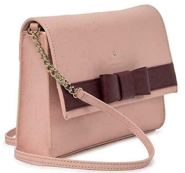 Kate Spade Veronique Pink Leather Crossbody Chain Bow WKRU4008 NWT $298 Ret FS