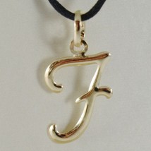 18K YELLOW GOLD PENDANT CHARM INITIAL LETTER F, MADE IN ITALY 1.0 INCHES, 25 MM image 1