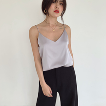 Pale Blue V-Neck Sleeveless Ladies Chiffon Tank Top Wedding Bridesmaid Tanks Top image 4