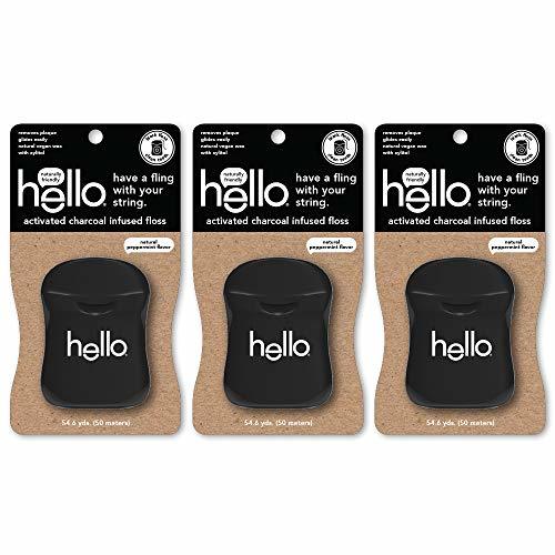 Hello Oral Care Activated Charcoal Infused Floss, Vegan Wax, Natural